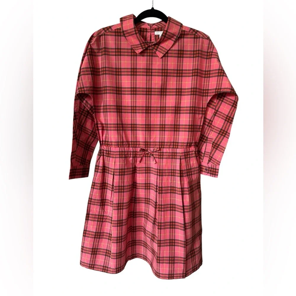 Burberry Pink Plaid Long Sleeve coral red kids Dress size 14y US